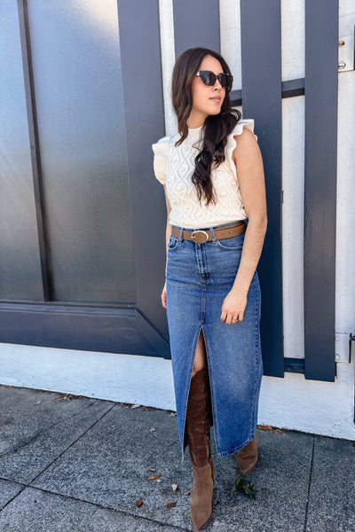 The About Time 90s Denim Maxi Skirt
