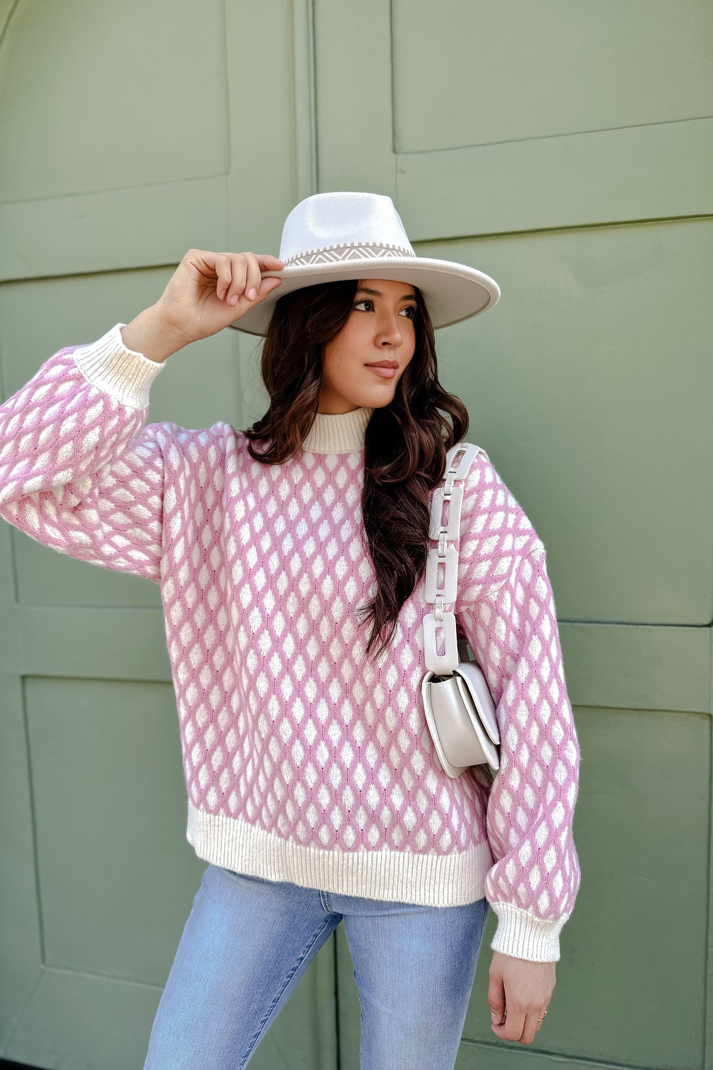The Abbie Pink Abstract Sweater