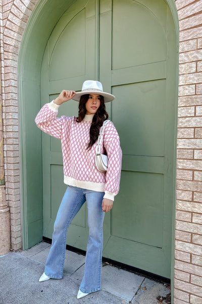 The Abbie Pink Abstract Sweater