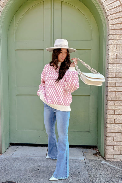 The Abbie Pink Abstract Sweater