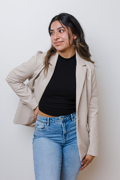 The Central Park Faux Leather Blazer