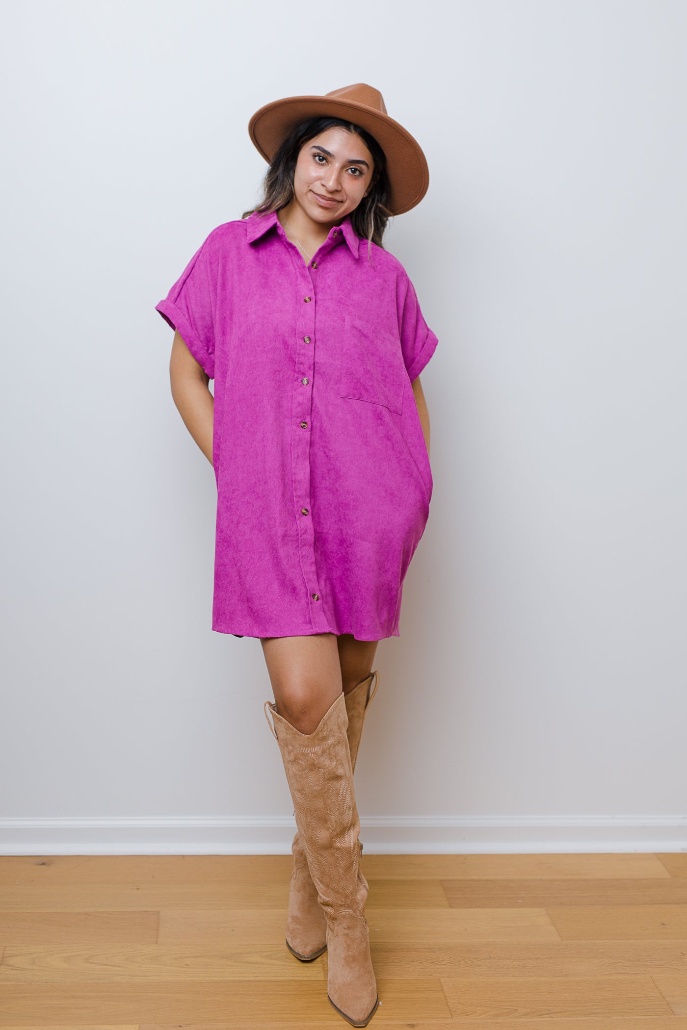 The Off the Record Corduroy Mini Dress