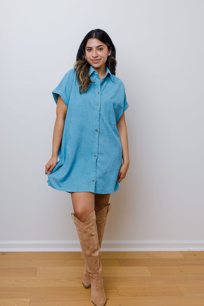 The Off the Record Corduroy Mini Dress