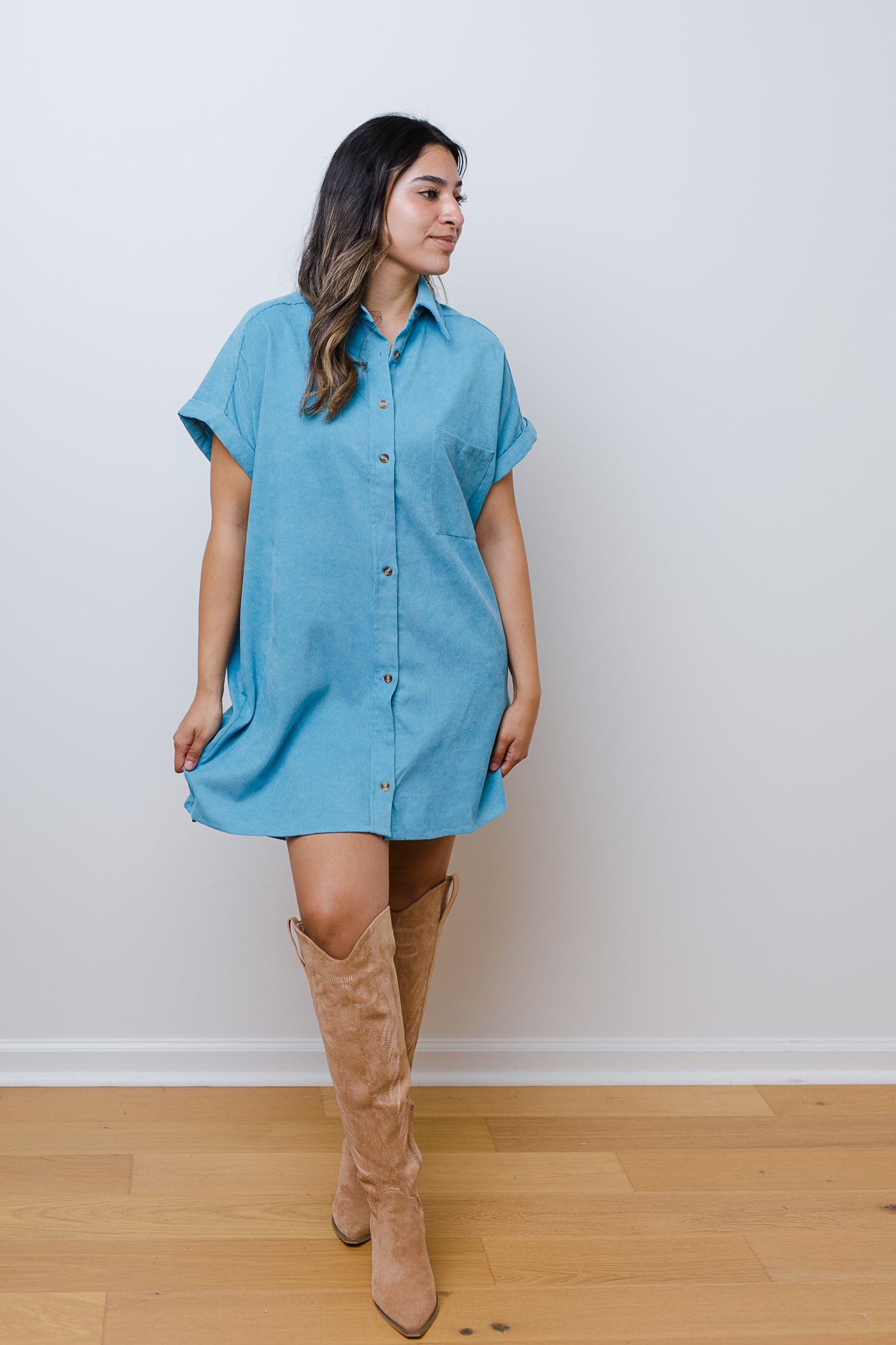 The Off the Record Corduroy Mini Dress