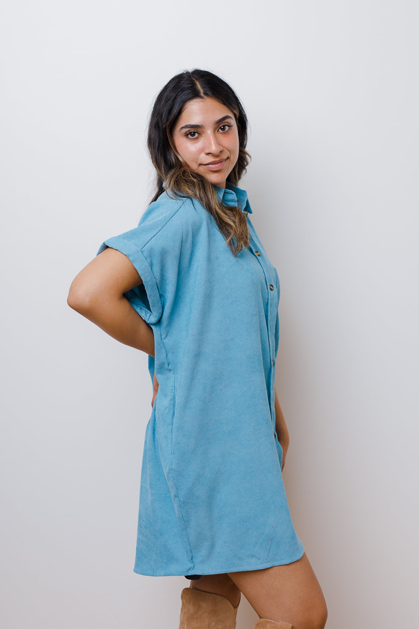 The Off the Record Corduroy Mini Dress
