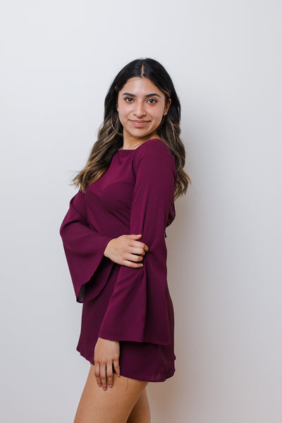 The Belle du Jour Wine Mini Dress