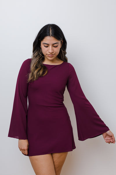 The Belle du Jour Wine Mini Dress