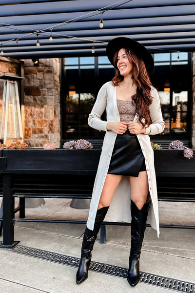 The Clicks & Mortar Cement Long Knit Cardigan