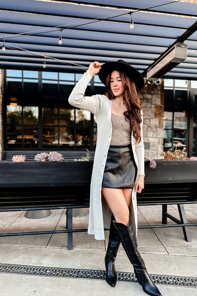 The Clicks & Mortar Cement Long Knit Cardigan