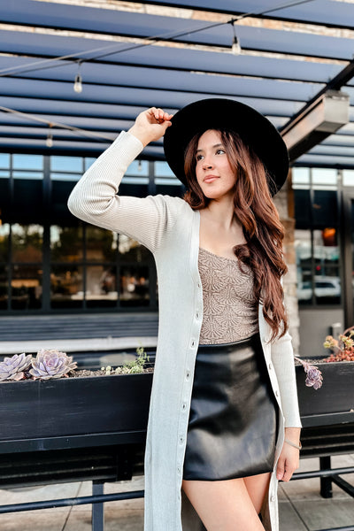 The Clicks & Mortar Cement Long Knit Cardigan