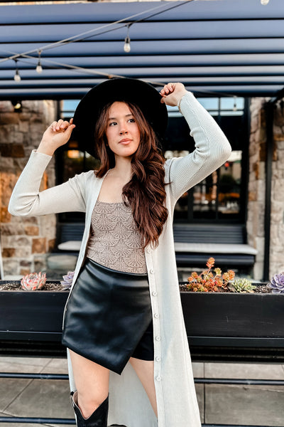 The Clicks & Mortar Cement Long Knit Cardigan