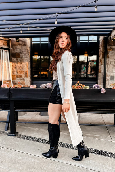 The Clicks & Mortar Cement Long Knit Cardigan
