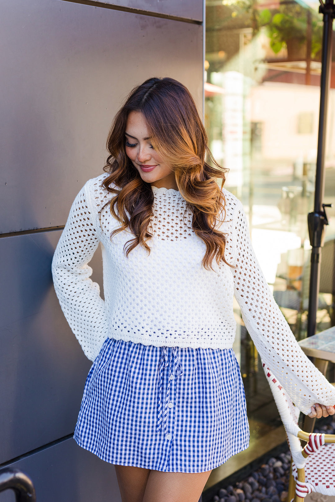 The Riley Gingham Front Tie Mini Skirt