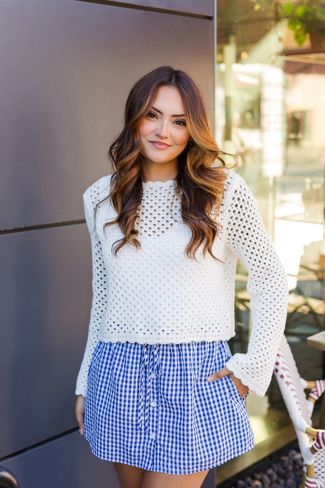 The Riley Gingham Front Tie Mini Skirt