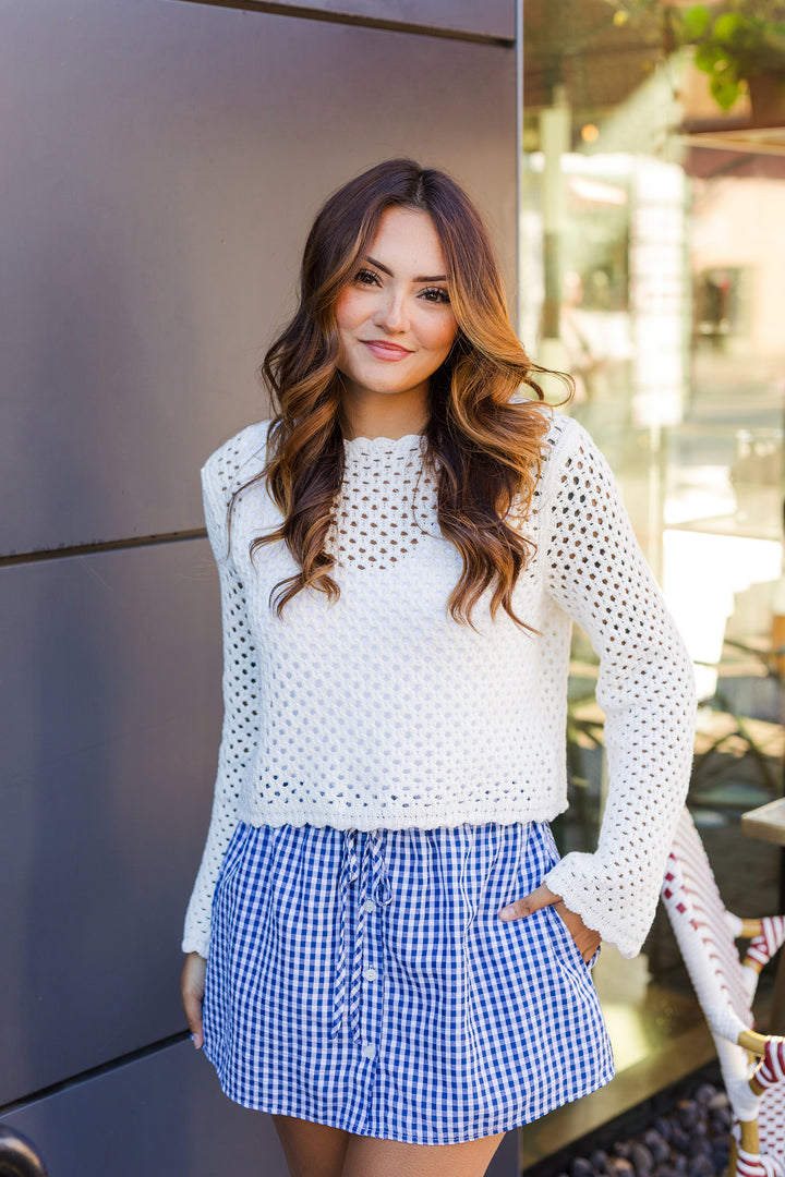 The Riley Gingham Front Tie Mini Skirt