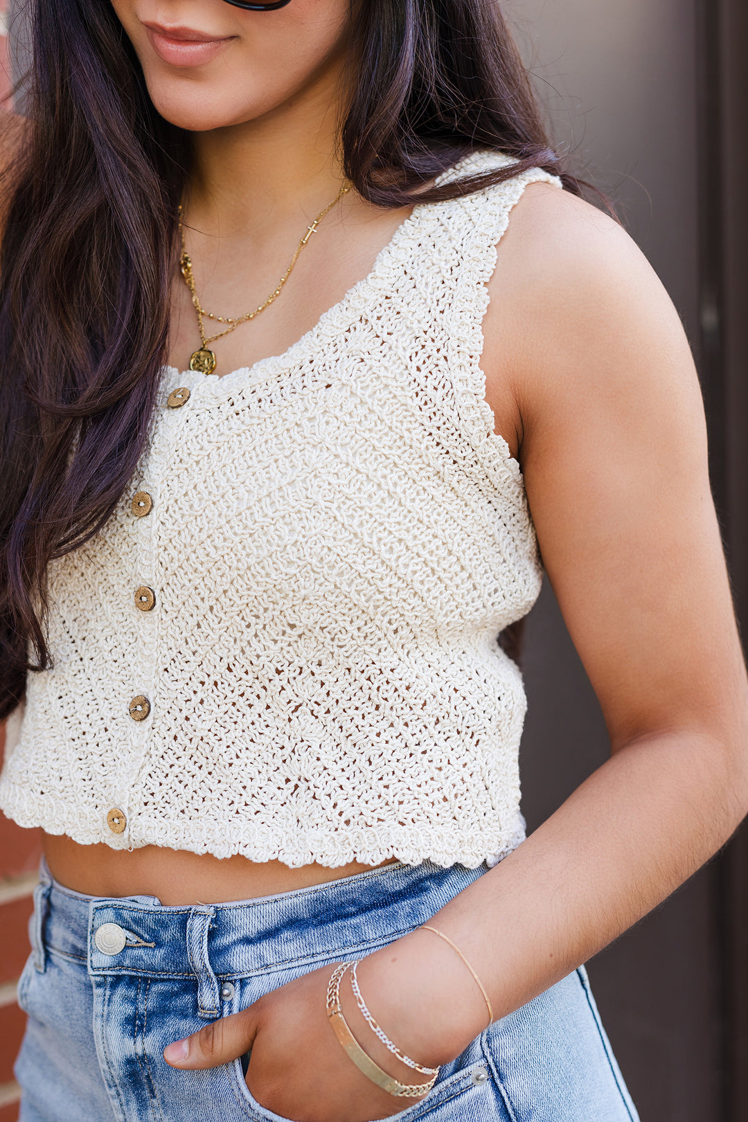 The Soft Focus Crochet Sleeveless Top