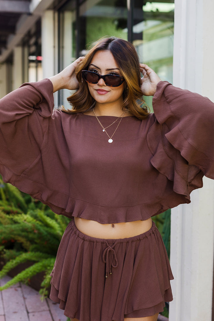 The Wild Intentions Ruffle Sleeve Cropped Top