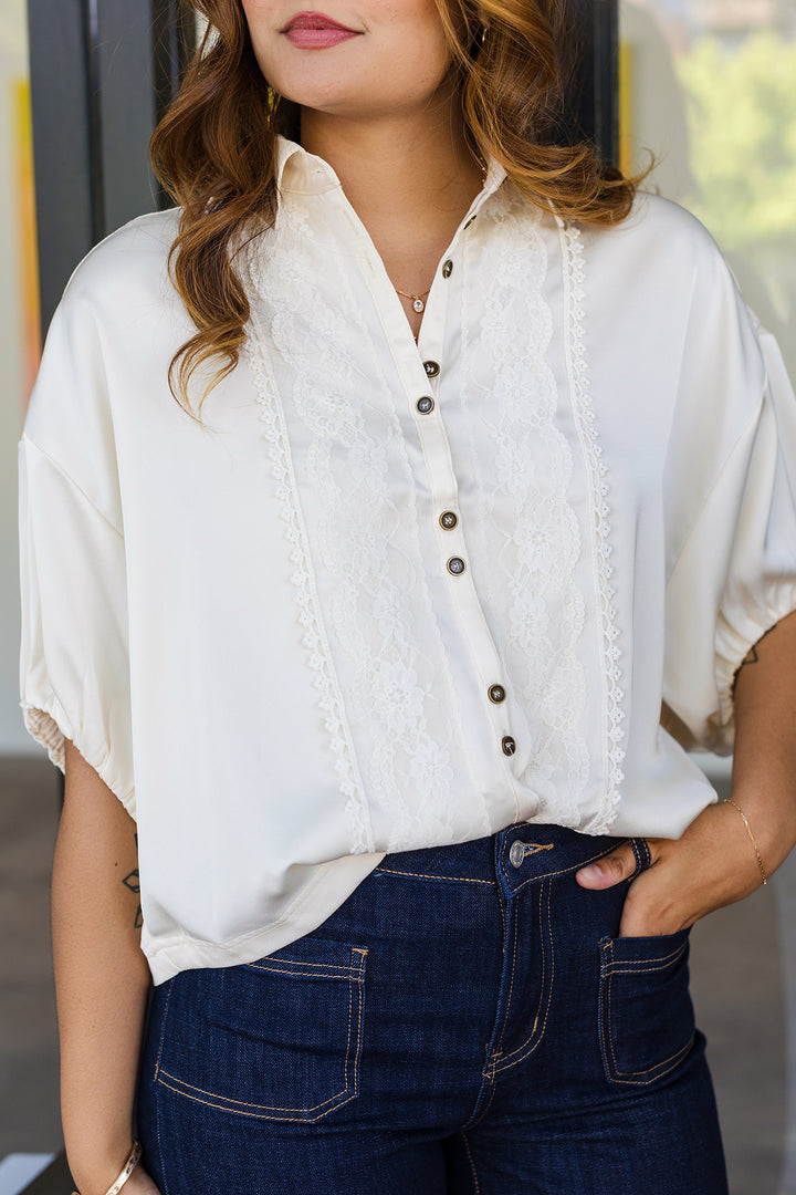 The Soft Spoken Lace Trim Blouse