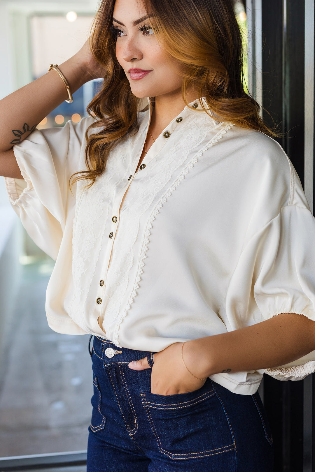 The Soft Spoken Lace Trim Blouse
