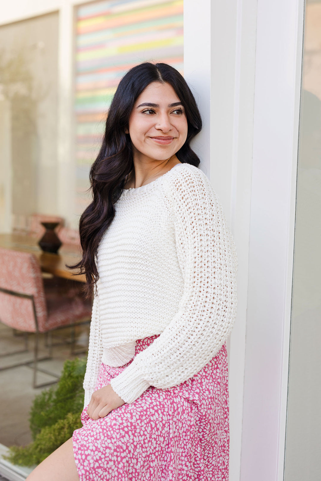 The White Out Loose Knit Long Sleeve Sweater