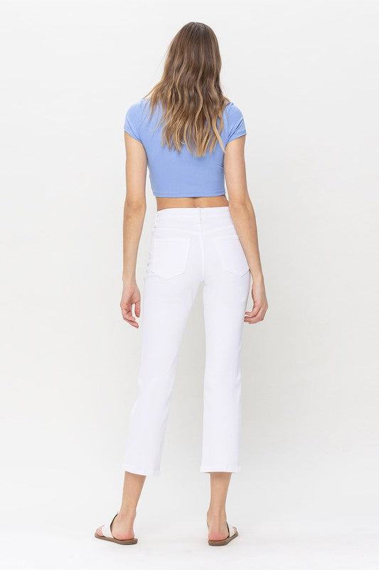 The Bella White High Rise Straight Crop Jeans
