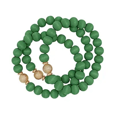 The Wood Bead and Gold Bracelet Set