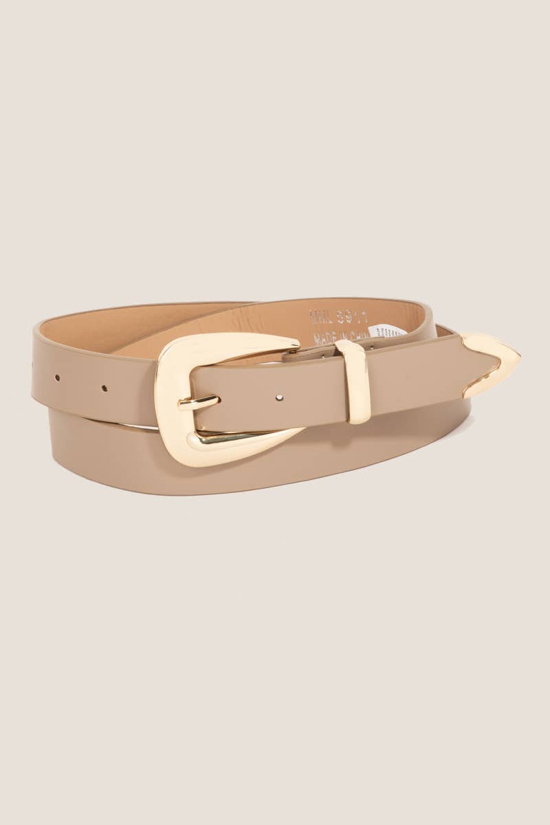 The Khaki Smooth Faux Leather Belt