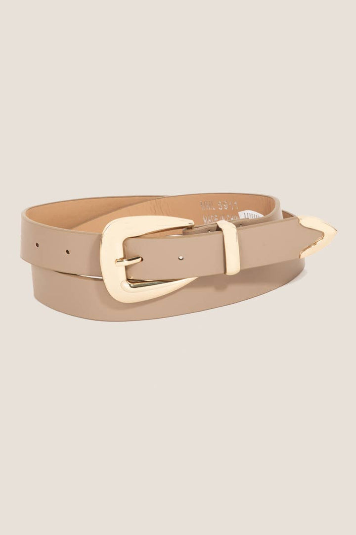 The Khaki Smooth Faux Leather Belt