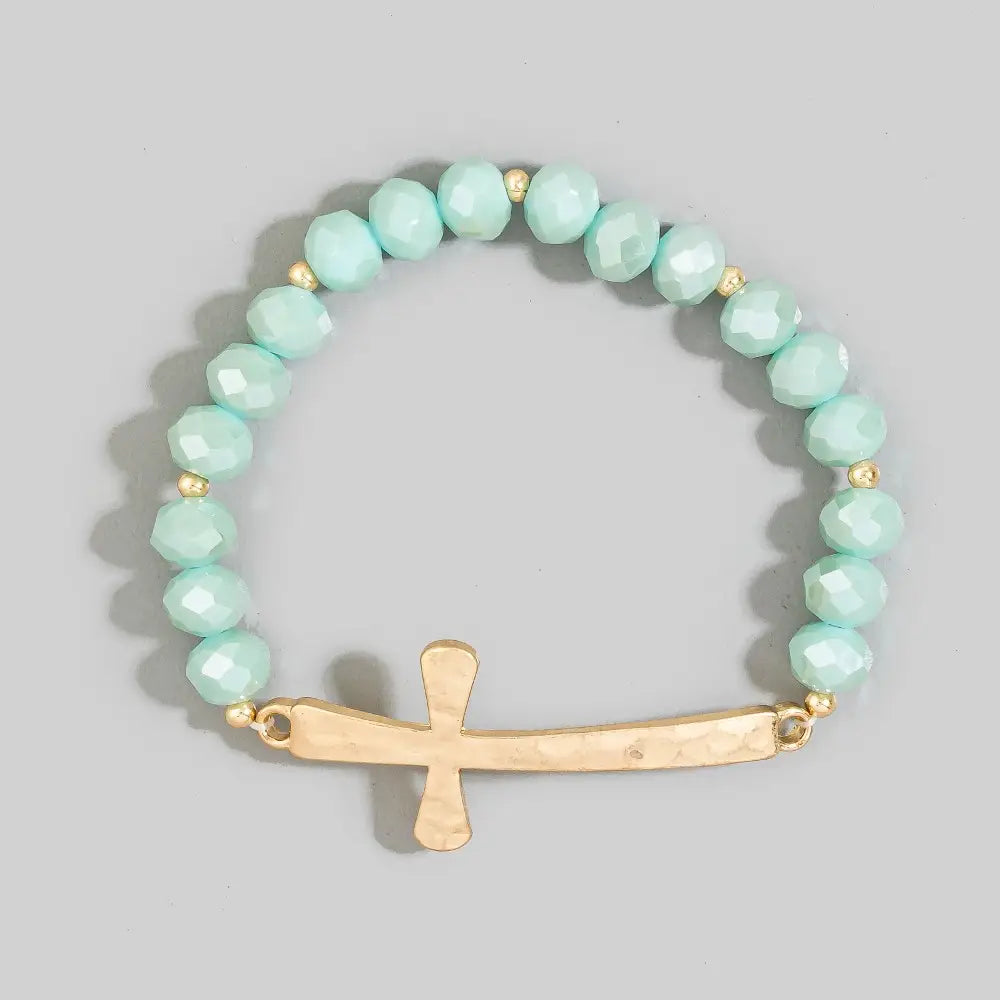 The Faceted Crystal Bead Cross Bracelet
