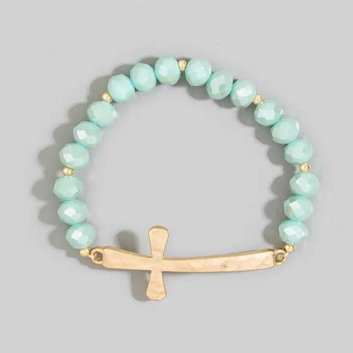 The Faceted Crystal Bead Cross Bracelet
