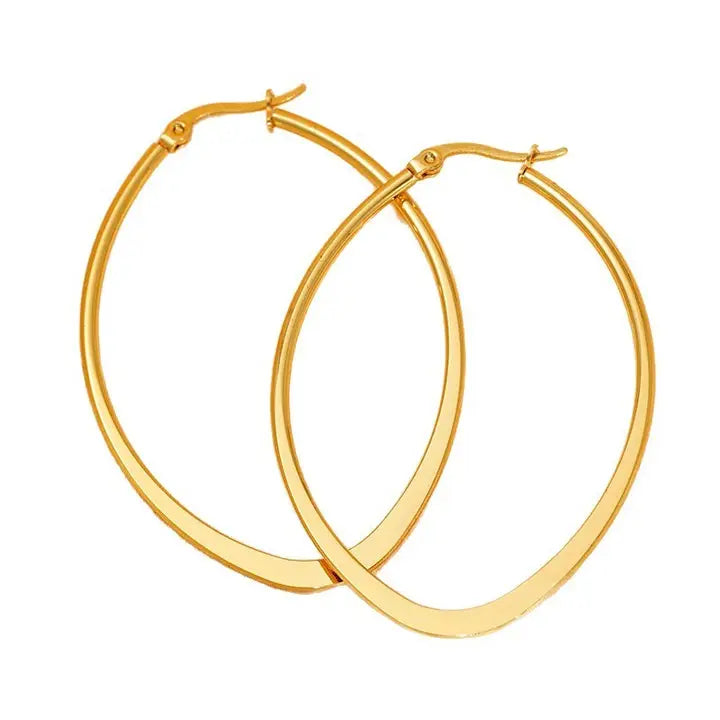 Oval Hoop 18K Stainless Steel Waterproof Tarnish Free Earrings