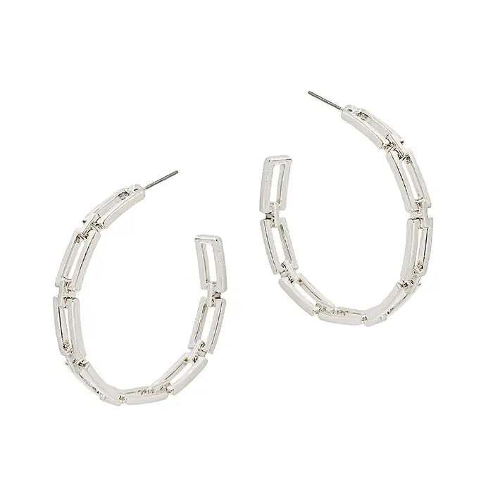 The Matte Silver Open Chain Earrings