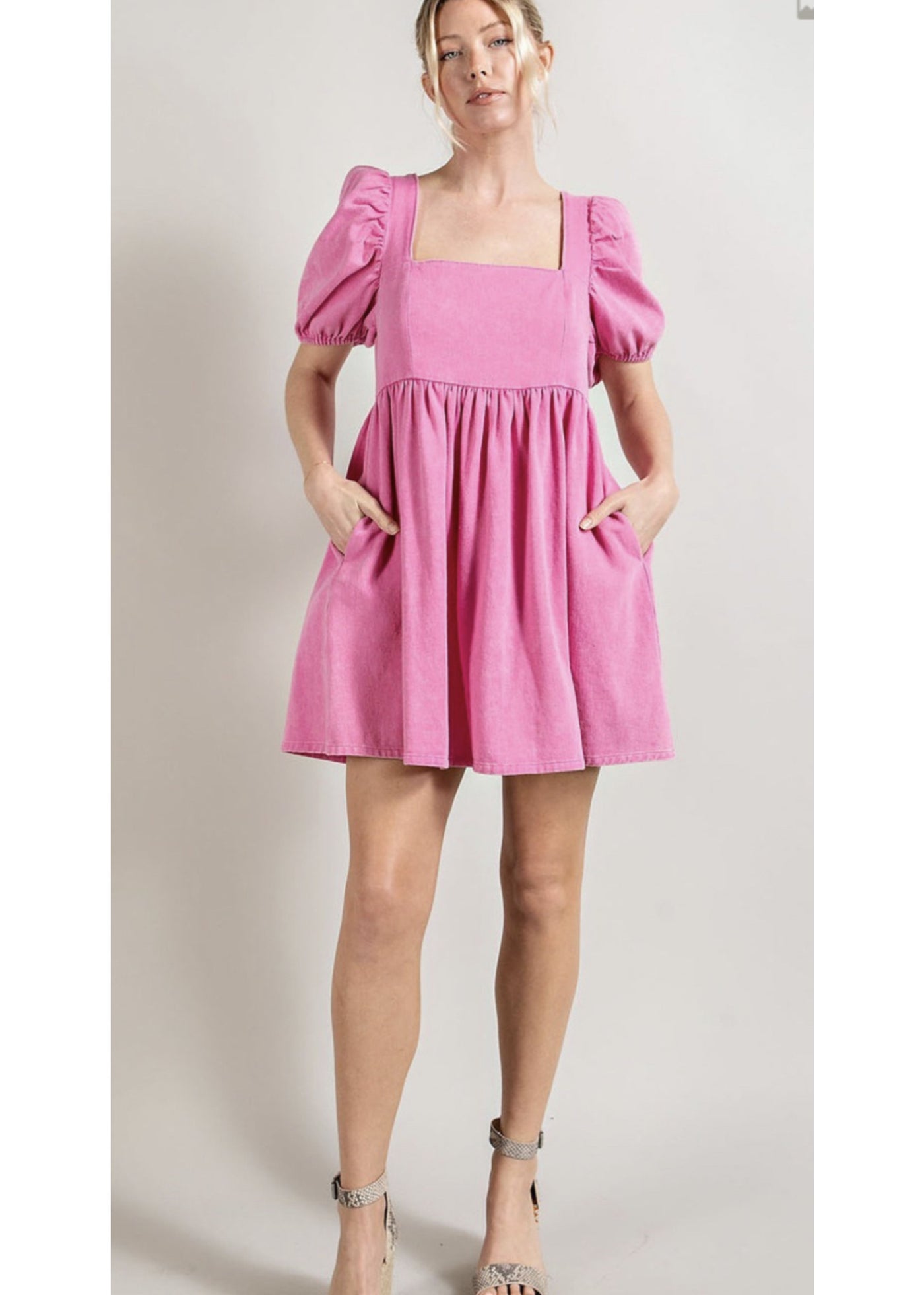 The Pretty in Pink Denim Mini Dress