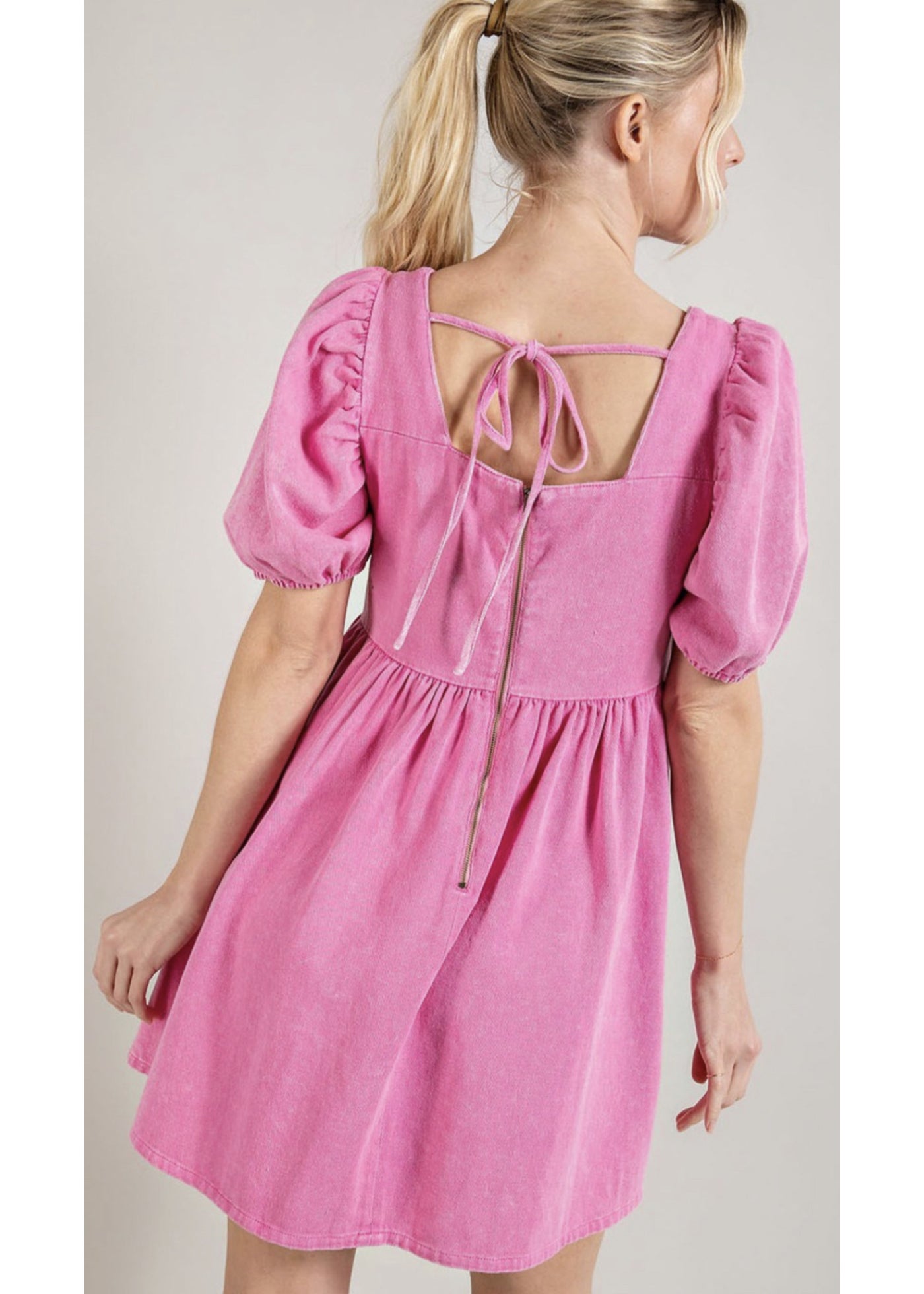 The Pretty in Pink Denim Mini Dress