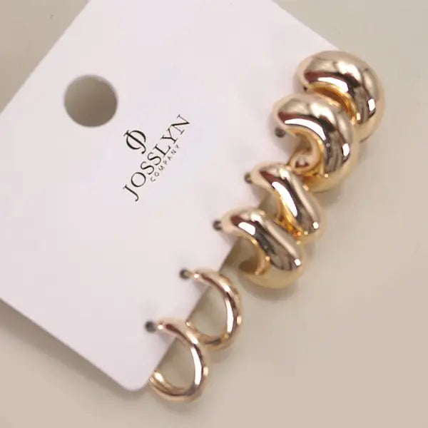 The Bubble Hoop Huggie Trio Earrings