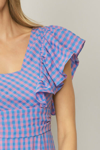 The Hello Darlin' Blue Gingham Maxi Dress