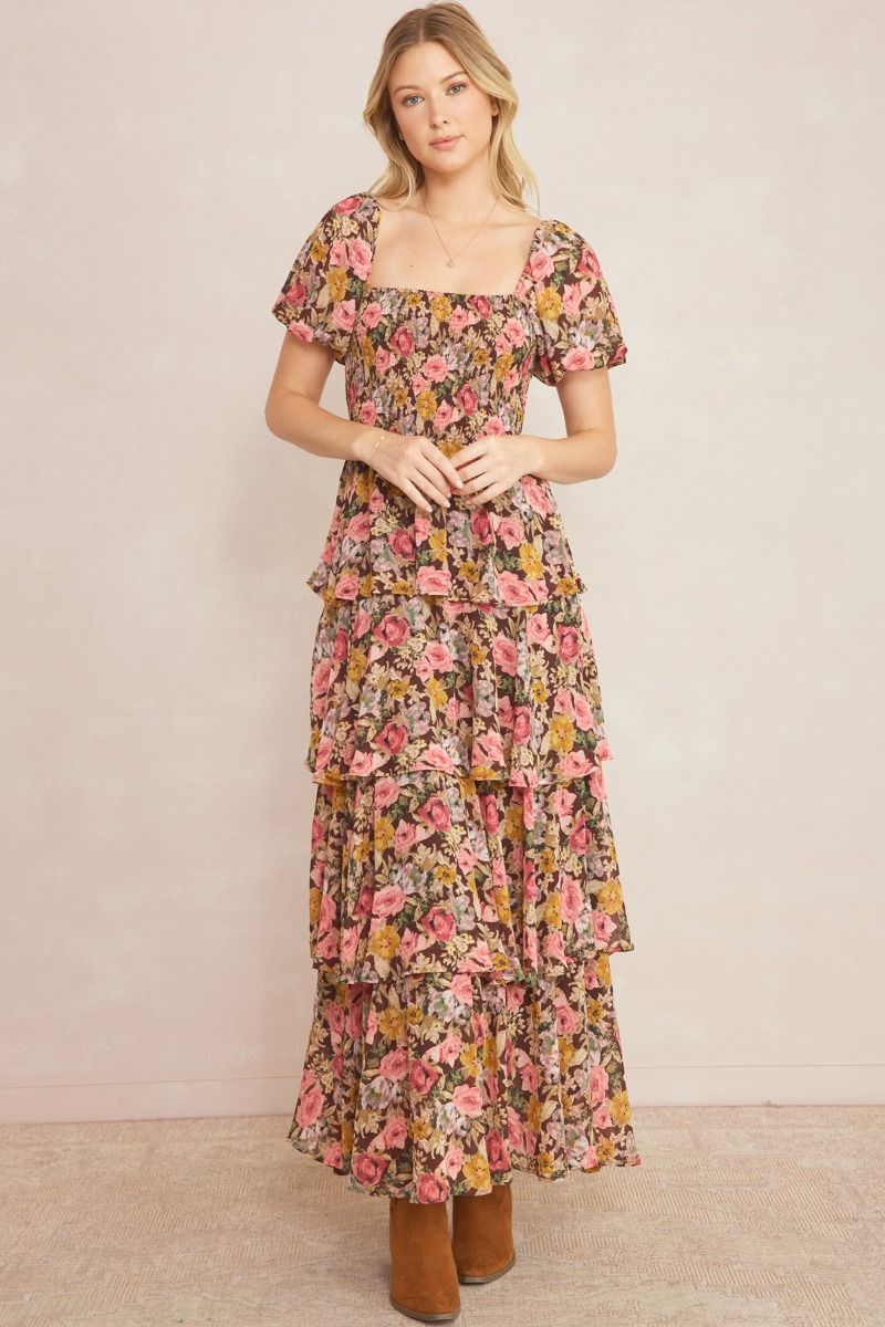 The Romantic Garden Floral Tiered Maxi Dress