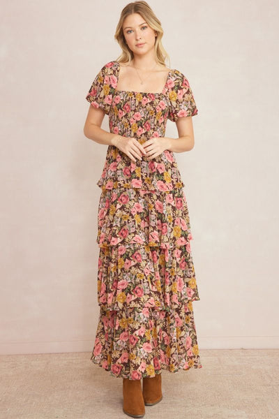 The Romantic Garden Floral Tiered Maxi Dress