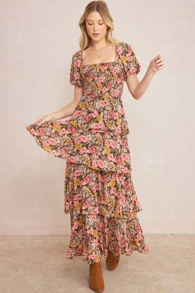 The Romantic Garden Floral Tiered Maxi Dress