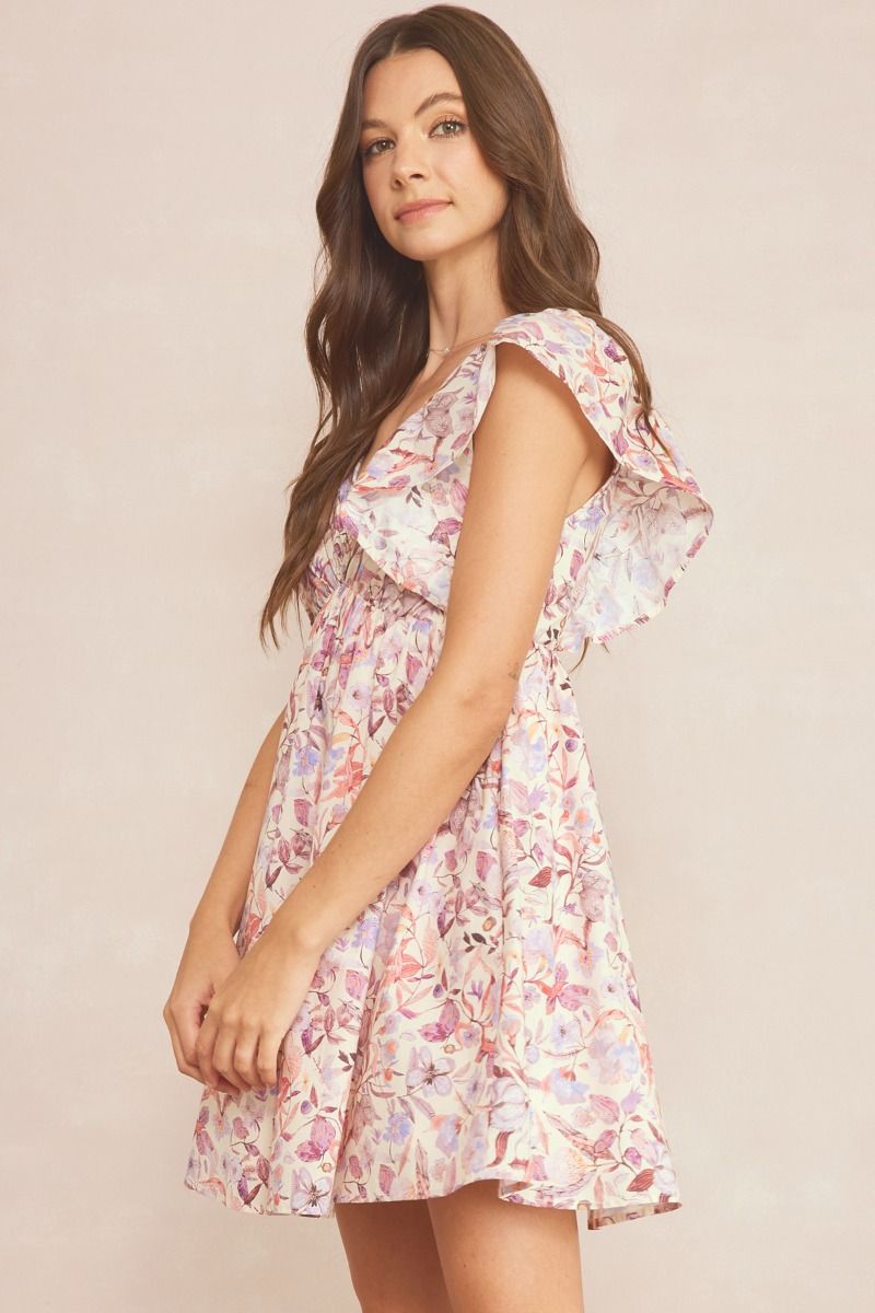 The Wisteria Lane Floral Print Mini Dress