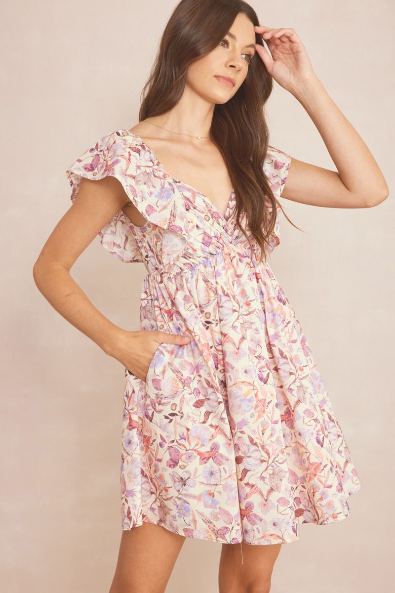 The Wisteria Lane Floral Print Mini Dress