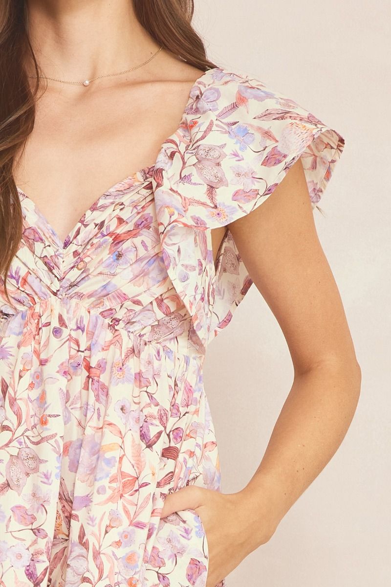 The Wisteria Lane Floral Print Mini Dress