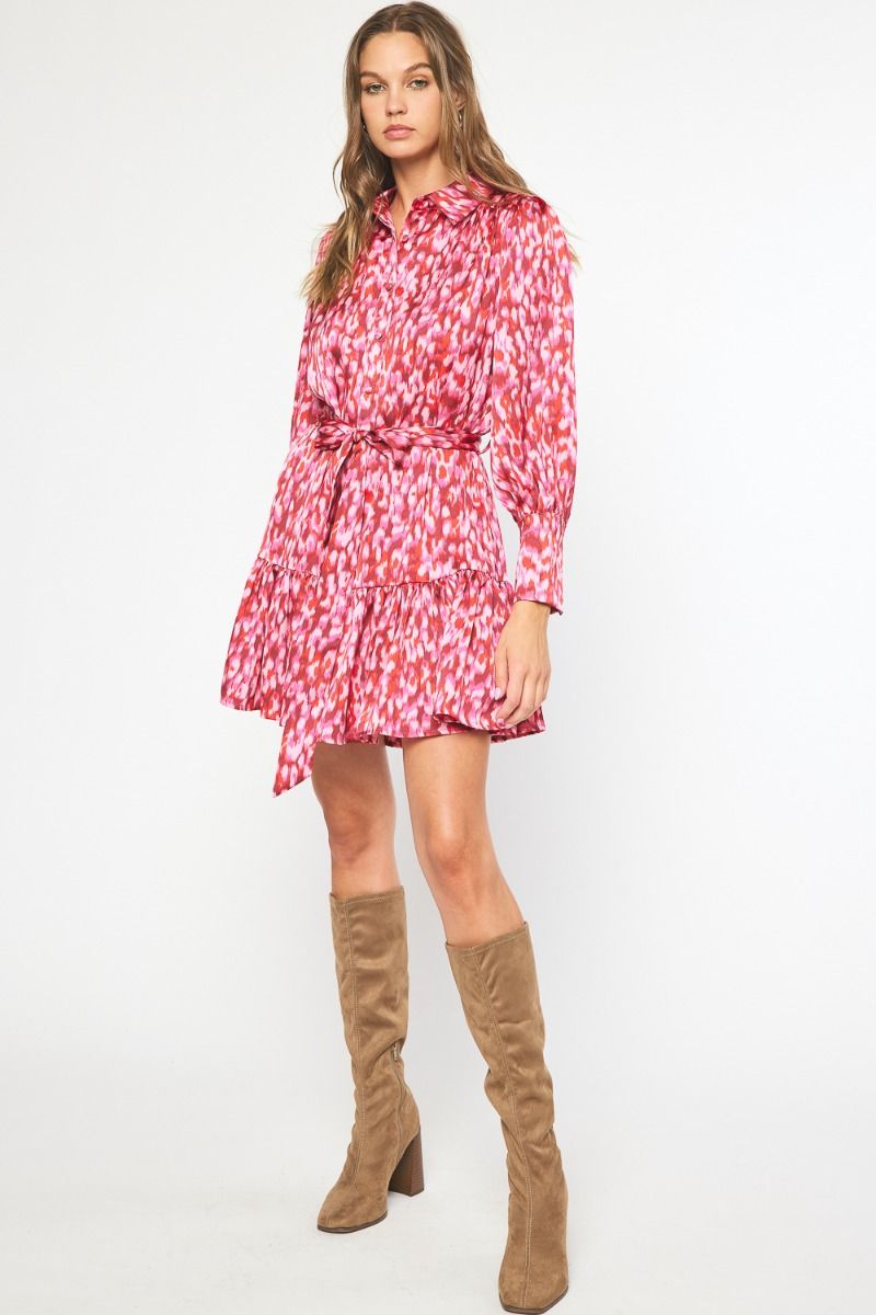 The Confetti Pink Long Sleeve Mini Dress