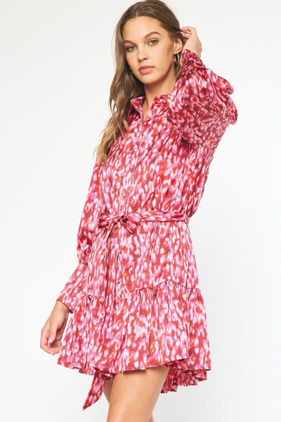 The Confetti Pink Long Sleeve Mini Dress