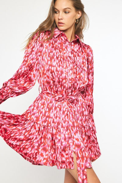 The Confetti Pink Long Sleeve Mini Dress