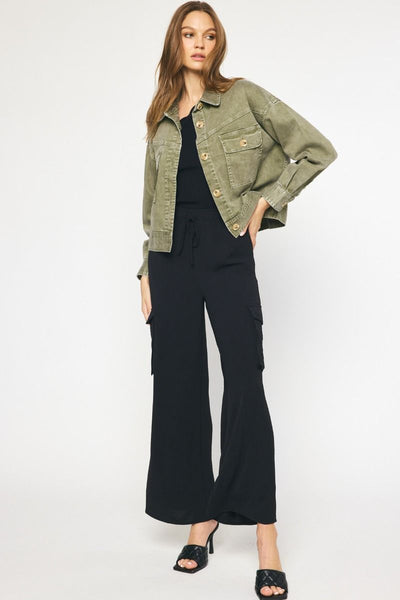 The Better Than Basic Olive Washed Denim Jacket