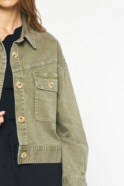 The Better Than Basic Olive Washed Denim Jacket