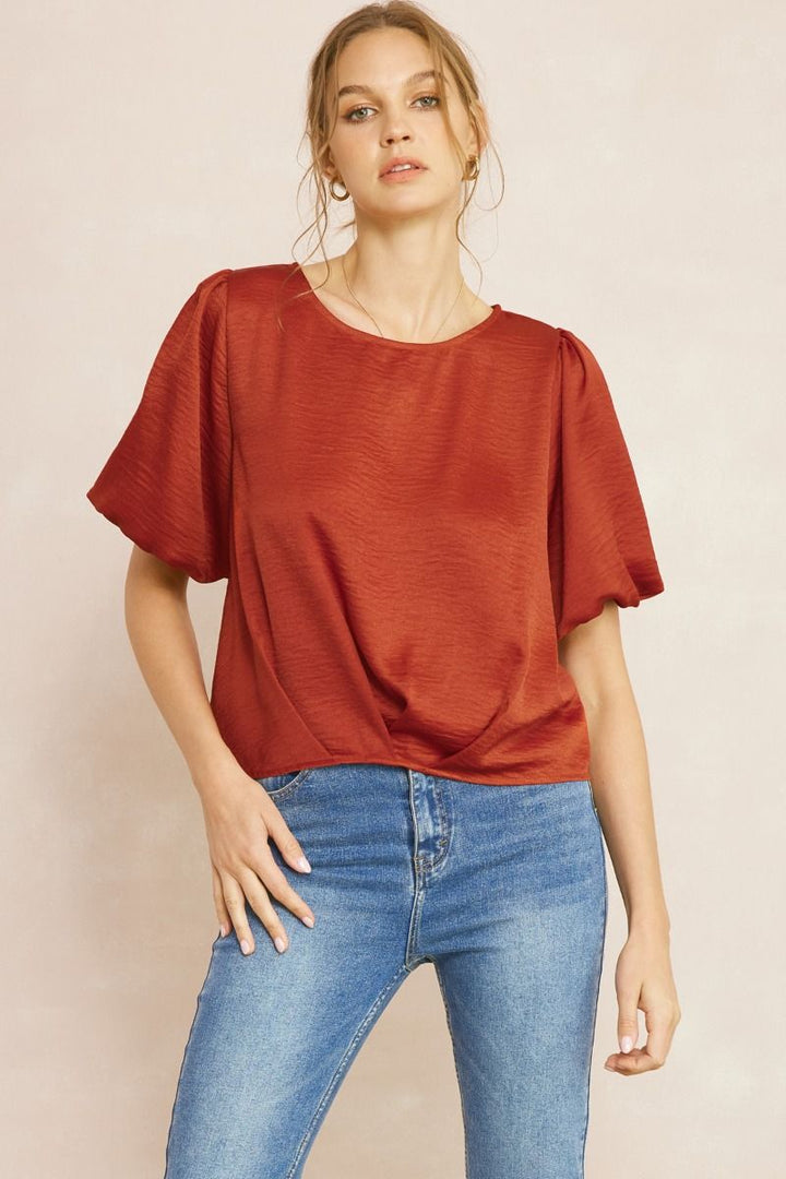 The Chandler Satin Short Sleeve Top