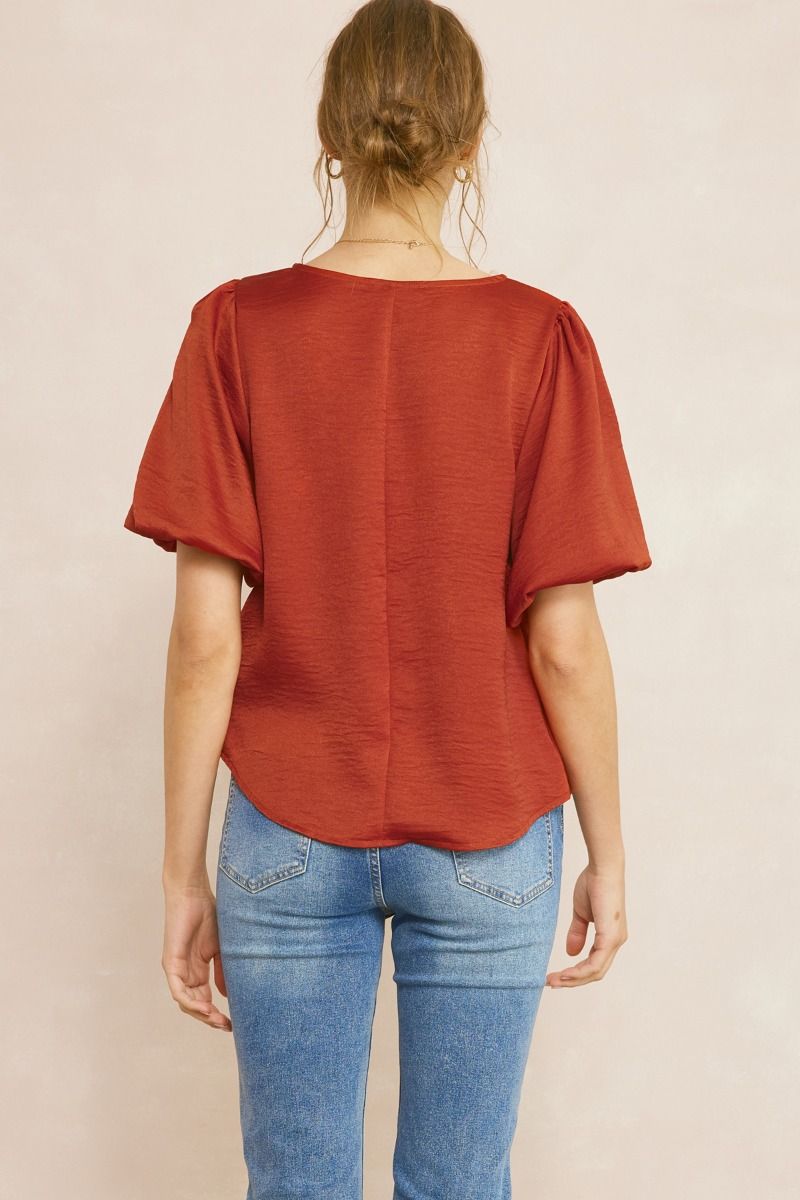 The Chandler Satin Short Sleeve Top