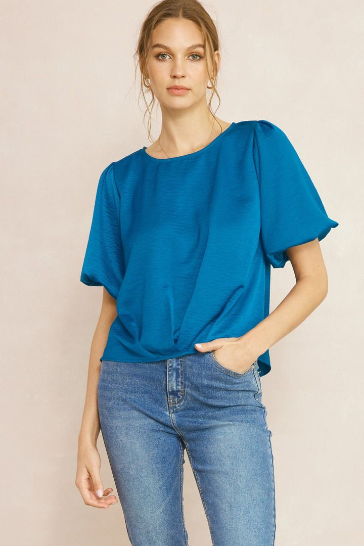 The Chandler Satin Short Sleeve Top